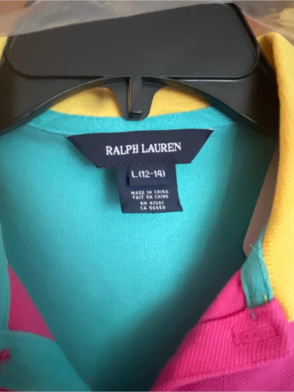 NEW! Ralph Lauren Girls' Pink Polo Dress with Yellow, Orange & Teal Accents
